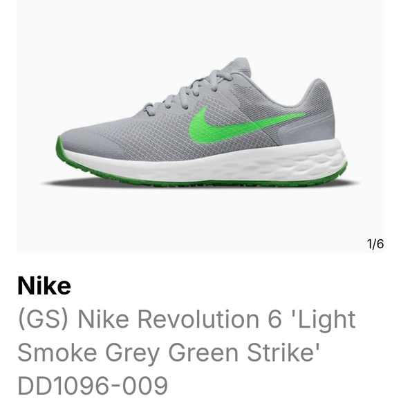 Nike Revolution 6 BOYS Like Smoke Gray/Green - Picture 5 of 5